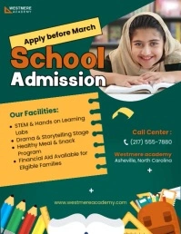 School Admission Poster ใบปลิว (US Letter) template