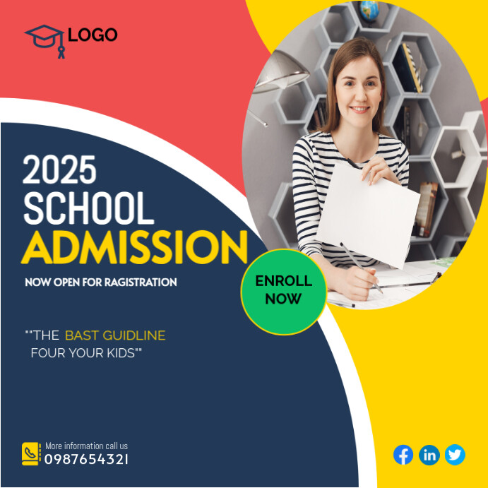 School admission social media and instagram post template