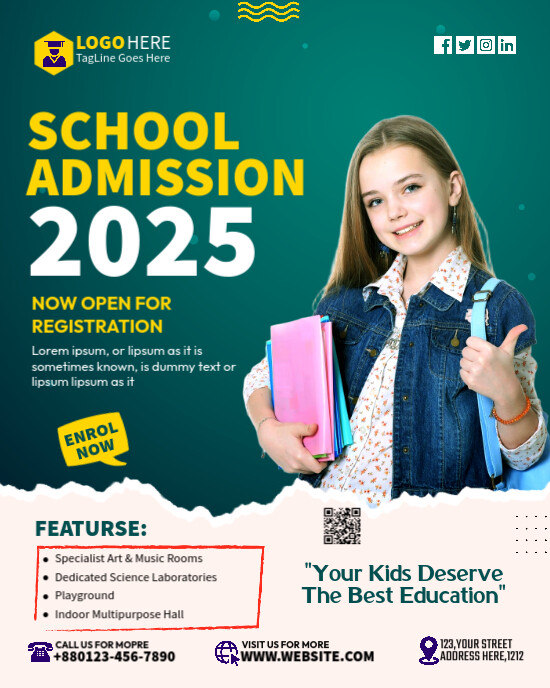 School Admission Template Instagram Portrait
