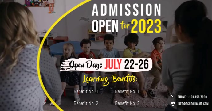 school admission video, school advertisement Obraz udostępniany na Facebooku template