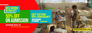 Red School Admission Video Template Facebook Cover Photo