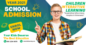 Turquoise School Admission Facebook Shared Image Template
