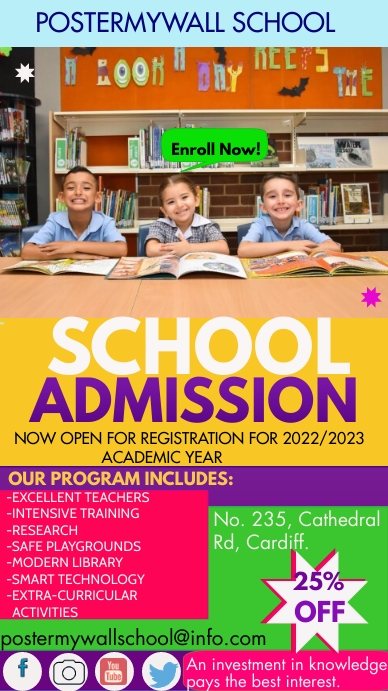 School admissions open template Instagram 快拍