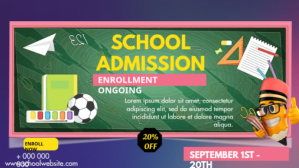 School Admissions poster Vídeo de portada de Facebook (16:9) template