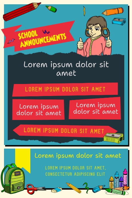 School Announcements Board Poster Template Pr | PosterMyWall