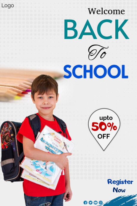 School Backpack Social Media Promotion And Banner Post Design Template ...