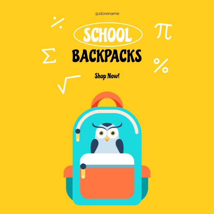 Backpack Facebook Posting School Backpacks - Square Video Post Template | PosterMyWall
