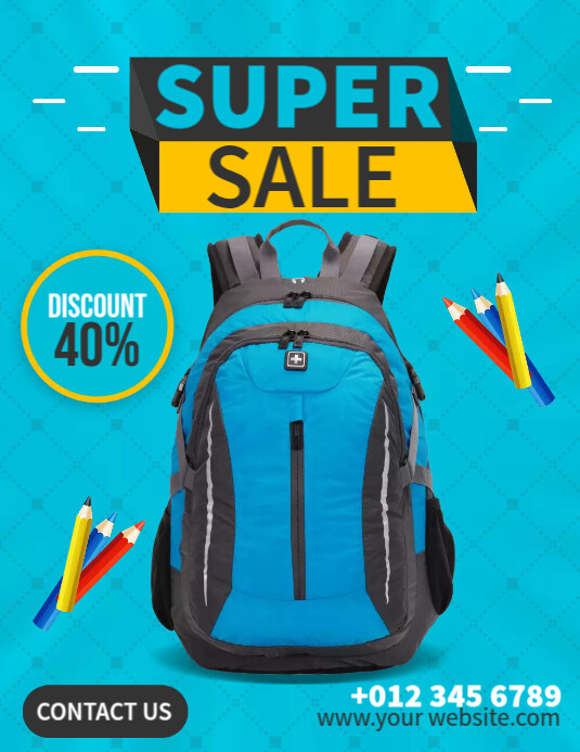 School Bag Ads Template | PosterMyWall