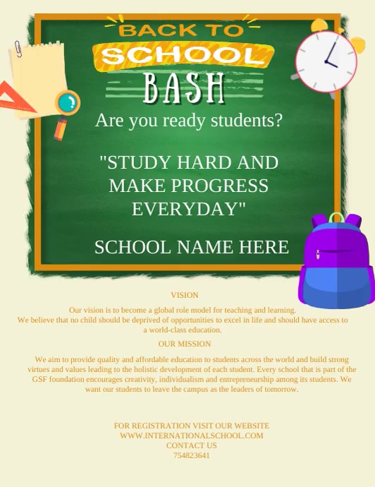 Yellow School Bash Flyers Template | PosterMyWall