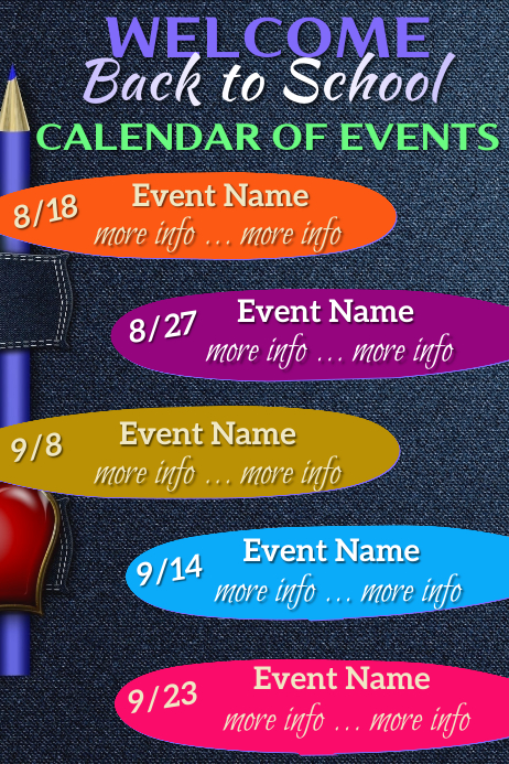 School Calendar of Events Template | PosterMyWall School calendar of events template | postermywall