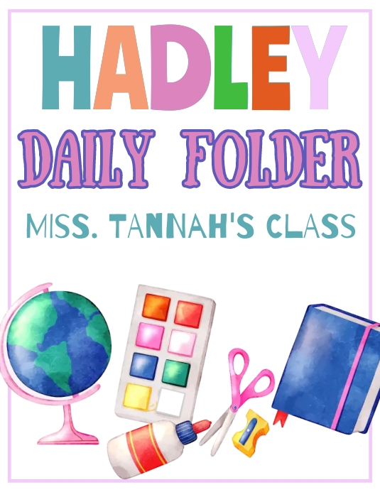 SCHOOL DAILY FOLDER COVER Template | PosterMyWall