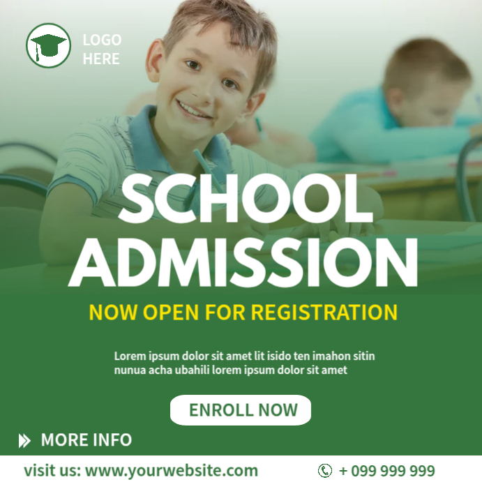 School Admission Ad Social Media Post Template | PosterMyWall