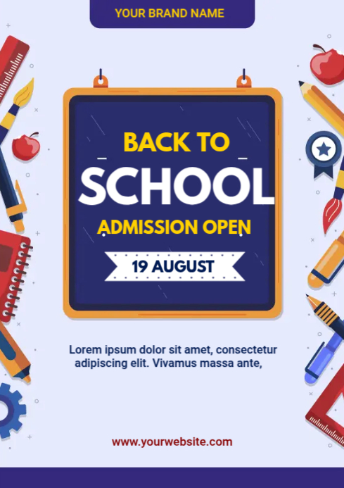 Back To School Admission Poster Design A4 template
