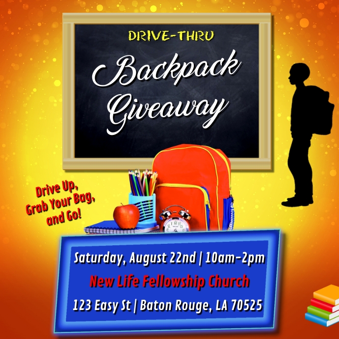 Copy of SCHOOL DRIVETHRU BACKPACK GIVEAWAY FLYER PosterMyWall Copy of SCHOOL DRIVETHRU BACKPACK GIVEAWAY FLYER PosterMyWall