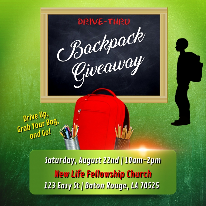 Copy of SCHOOL DRIVETHRU BACKPACK GIVEAWAY FLYER PosterMyWall