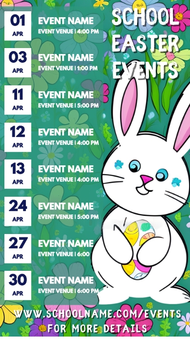 School Easter Events Schedule Calendar Temp Template | PosterMyWall