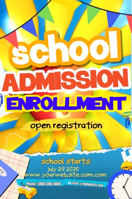 School Enrollement Admission Plakat template