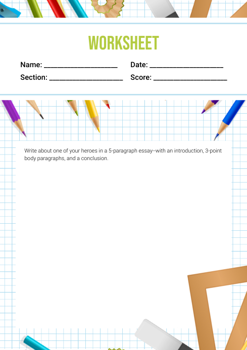 School Essay Creative Writing Worksheet Template | PosterMyWall