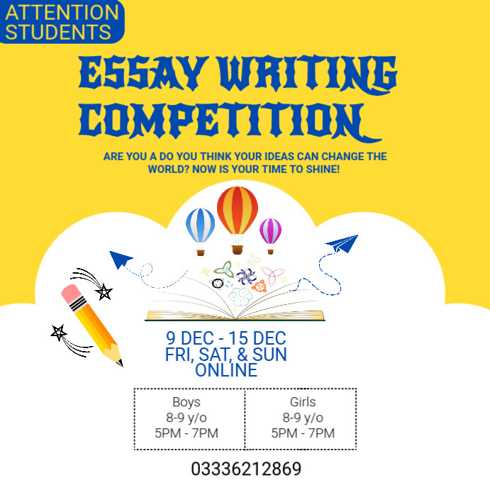 SCHOOL ESSAY WRITING COMPETITION Template | PosterMyWall