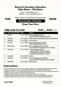School Exam TimeTable Template A4