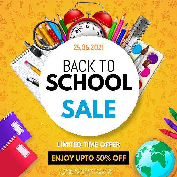 school flyer, back to school, school Wpis na Instagrama template