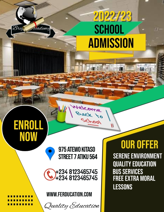 school flyer Folheto (US Letter) template
