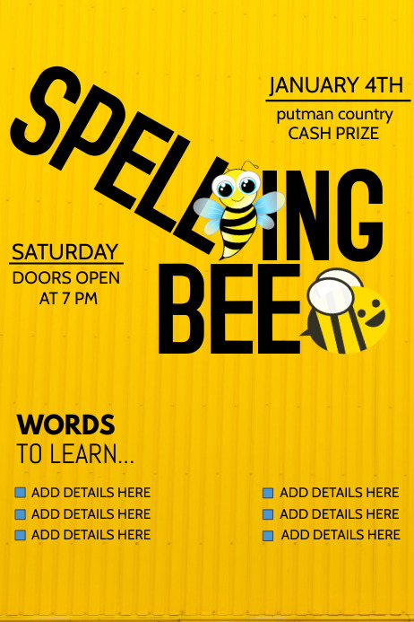 School Flyers Event Flyers Spelling Bee Flyers Template