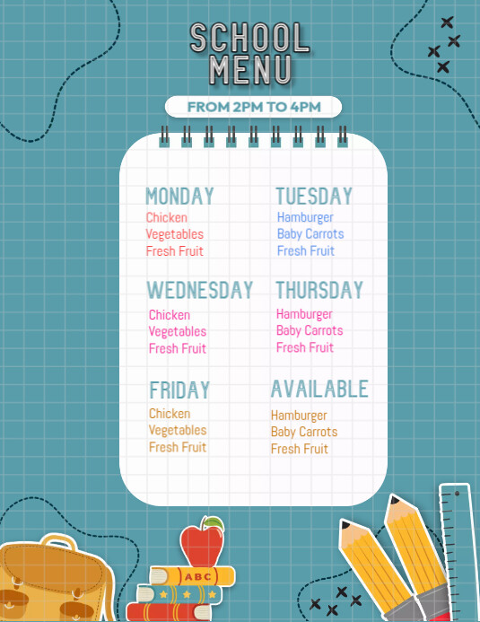 School Lunch Menu Template
