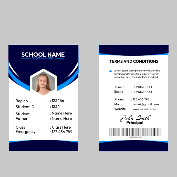 School Identity Card Template | PosterMyWall