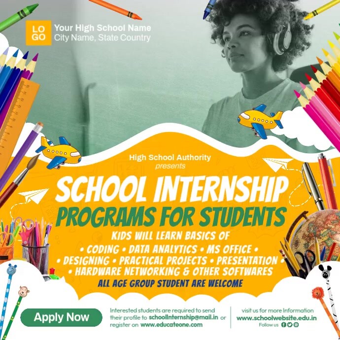 School Internship Program Post Template | PosterMyWall