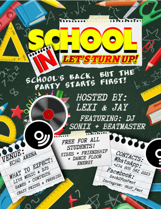 School Jam: Turn Up Tonight Template | PosterMyWall