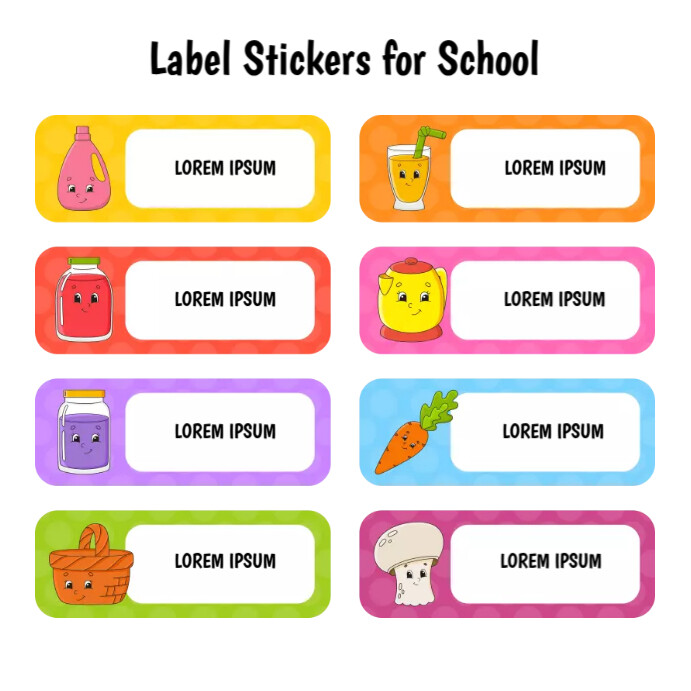School Label Stickers Layout Template | PosterMyWall