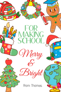 school Merry & Bright Tag, Merry and Bright School Tag Banner 4' × 6' template