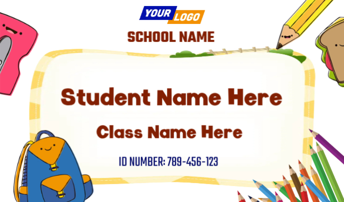 Orange Cartoon Name Tag Tags Template | PosterMyWall