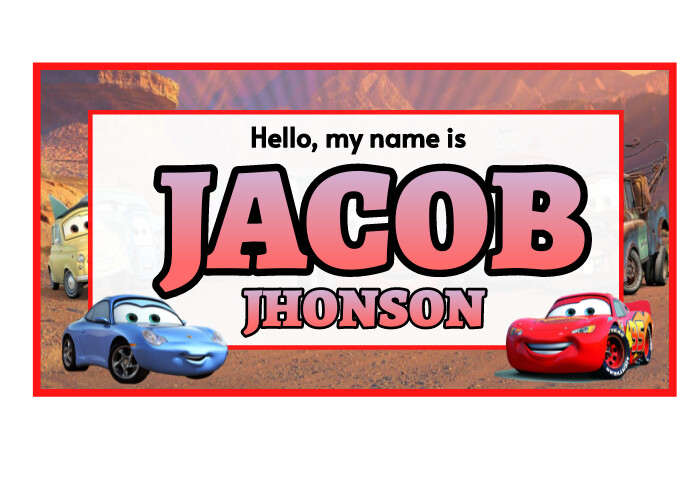 school-name-tag-for-kids-disney-cars-template-postermywall for Free Printable Disney Cars Thank You Tags School Name Tag for kids - Disney Cars Template | PosterMyWall for Free Printable Disney Cars Thank You Tags