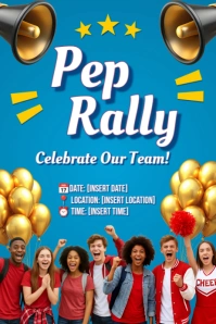 School Pep Rally Poster Flyer Sign Template