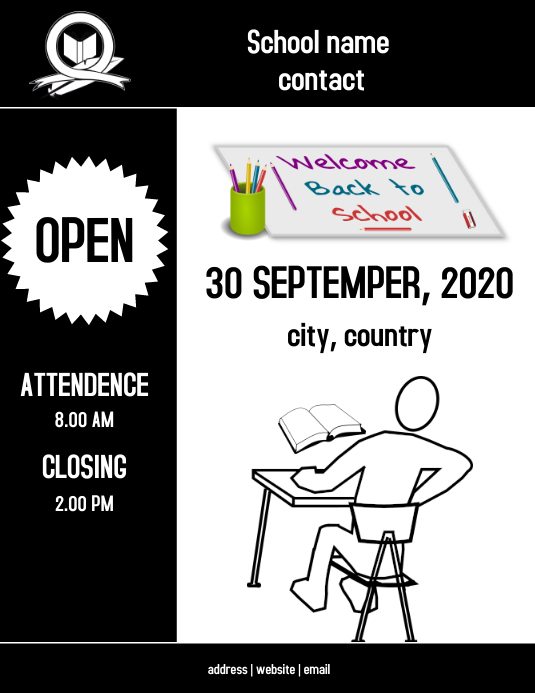 SCHOOL POSTER Pamflet (Letter AS) template