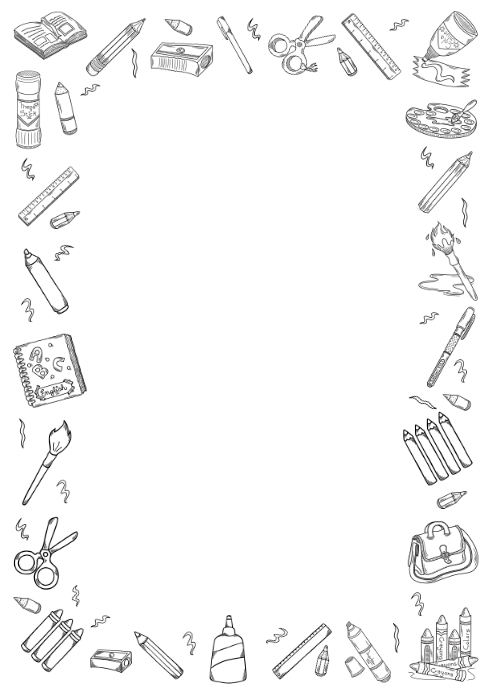 School Printable Border Black and White B&W A4 template