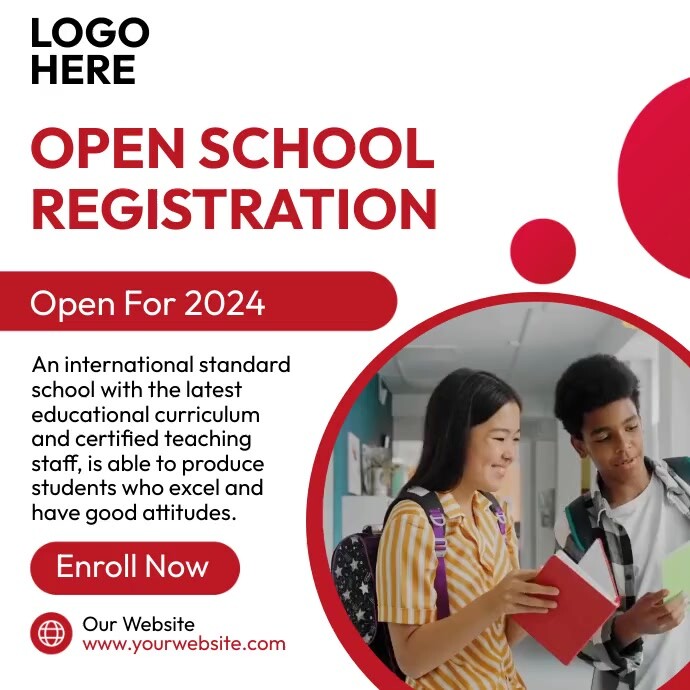 School Registration Announcement Template | PosterMyWall