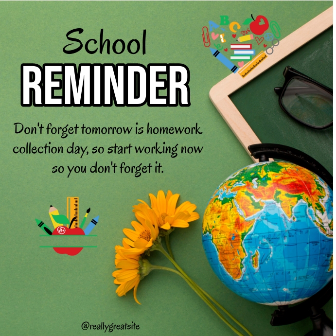 School reminder, homework reminder Template | PosterMyWall