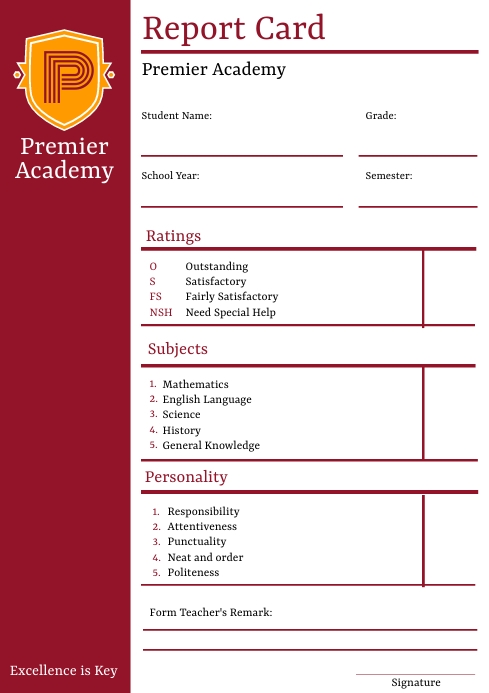 School Report Card Pattern School report card template | PosterMyWall