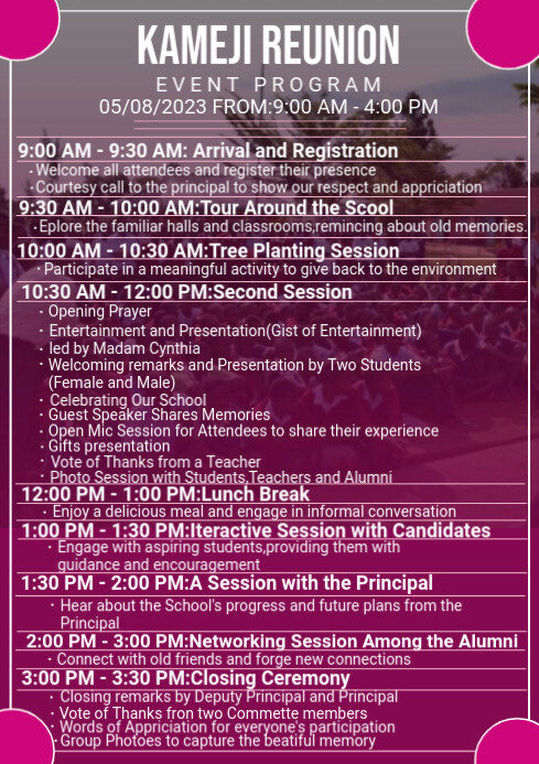 Copy of school reunion program | PosterMyWall