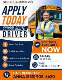 Blanc School Bus Driver Recruitment Pamflet Template