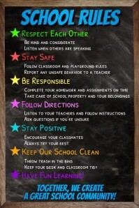 New School Ruls Blue School Rules Posters Template | PosterMyWall