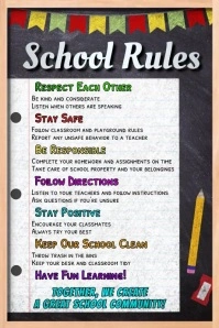 School Rules Poster FLyer Template Design