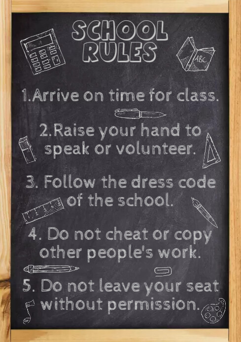 New School Ruls School Rules Poster Template Design Printable | PosterMyWall