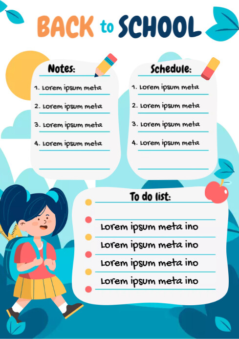 School Schedule Notes Template | PosterMyWall