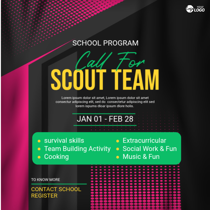 Plantilla de School scout team building | PosterMyWall