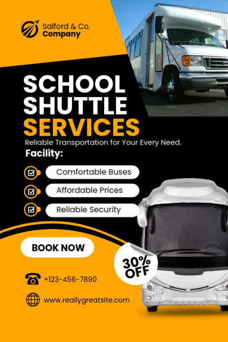 School Shuttle Service Flyer Plakkaat template