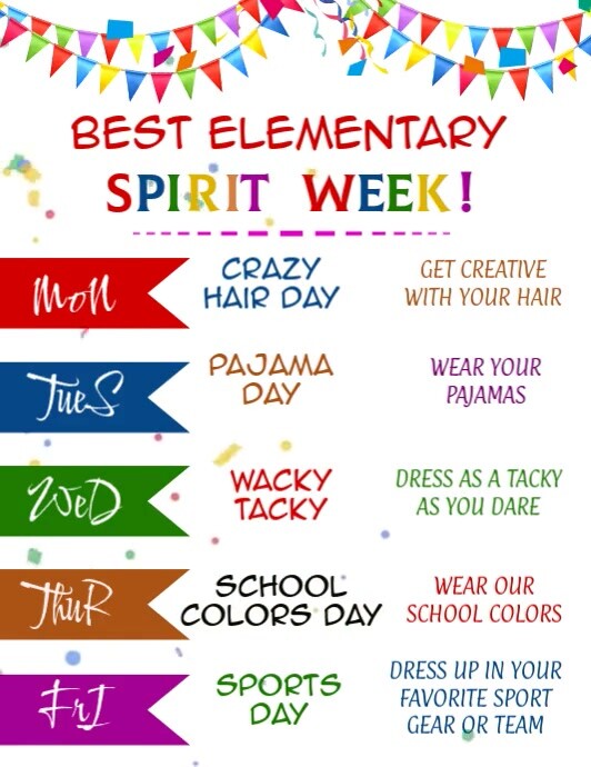 School spirit week Løbeseddel (US Letter) template